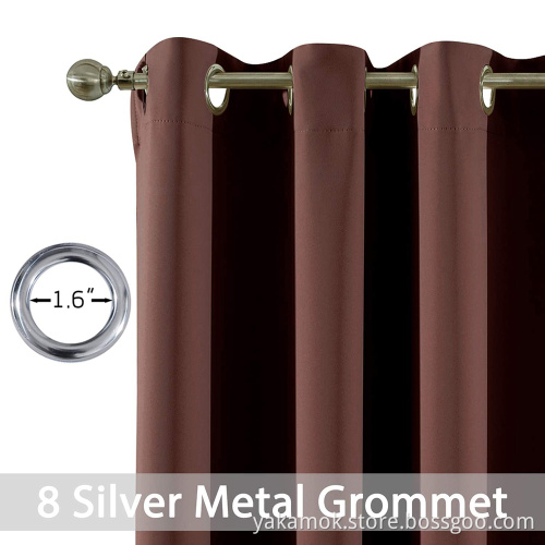 Rideaux occultants marron chocolat 63 pouces de long